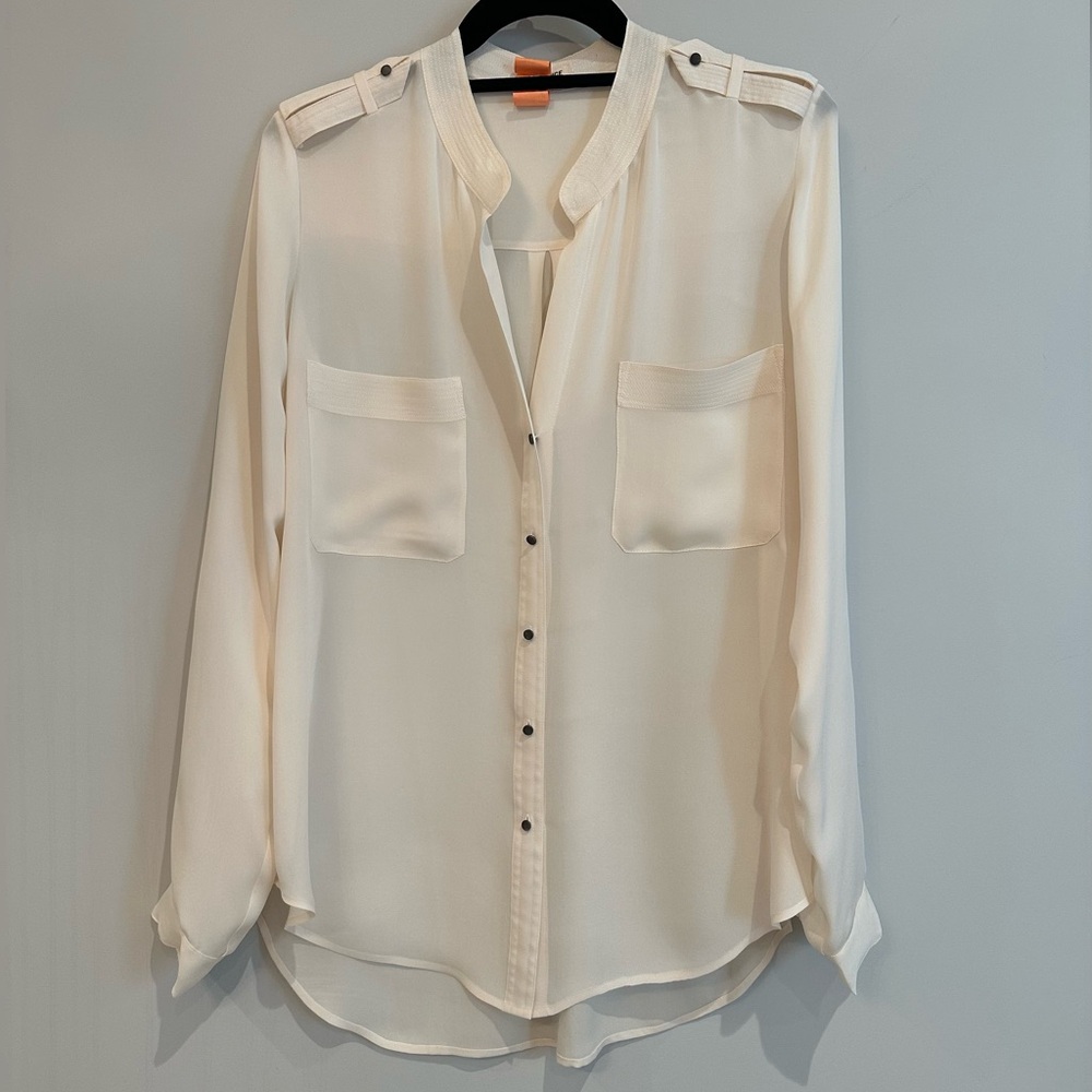 L’Agence Women’s Cream Silk Long Sleeve Blouse, Size 4